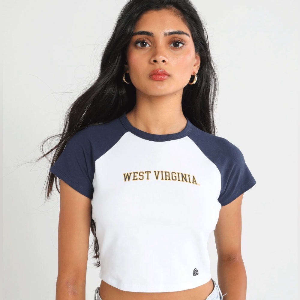 West Virginia Navy and White Crop Top by Hype and Vice